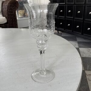 Clear Stem Crackle Glass Candle Holder 12" Tall